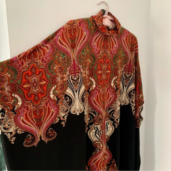 BIDDELL NWT Paisley Retro Print Kaftan Style Black Maxi Dress - Picture 1 of 6